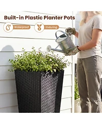 Gouun Tall Rattan Plant Pots Set of 2 with Detachable Plastic Liners