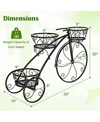 Gouun Metal Tricycle Plant Stand with 3 Hollow Baskets