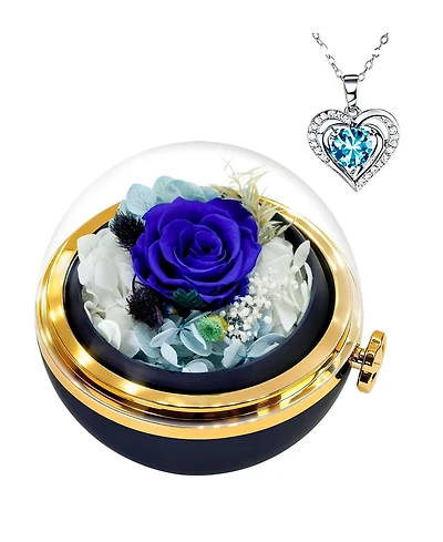 Gnuadz Preserved Real Rose Heart Necklace Couple Mother Gift