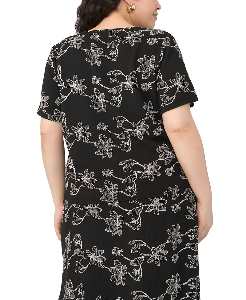 Vince Camuto Plus Crewneck Short-Sleeve Top