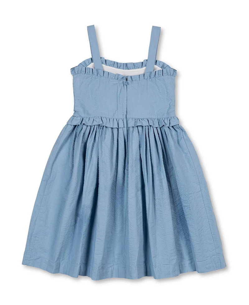 Hope & Henry Toddler Girls Organic Ruffle Edge Seersucker Apron Dress