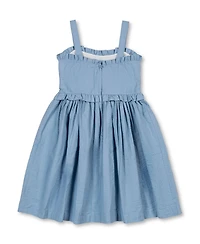 Hope & Henry Toddler Girls Organic Ruffle Edge Seersucker Apron Dress
