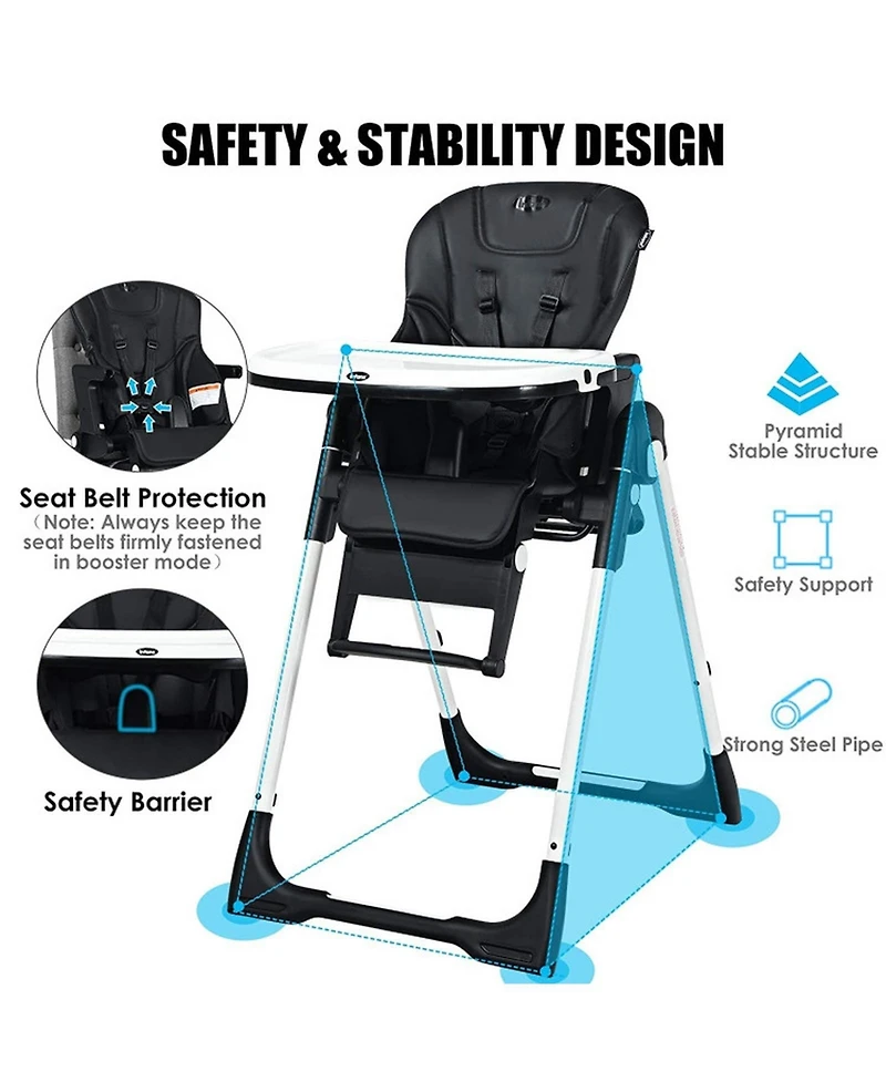 Gouun 4-in-1 Convertible Highchair and Booster Seat with Height Adjustment