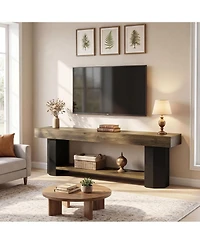 Tribesigns 63" Tv Stand for 55/60/65/75-Inch Tvs, Farmhouse TV Console with Open Storage Shelve