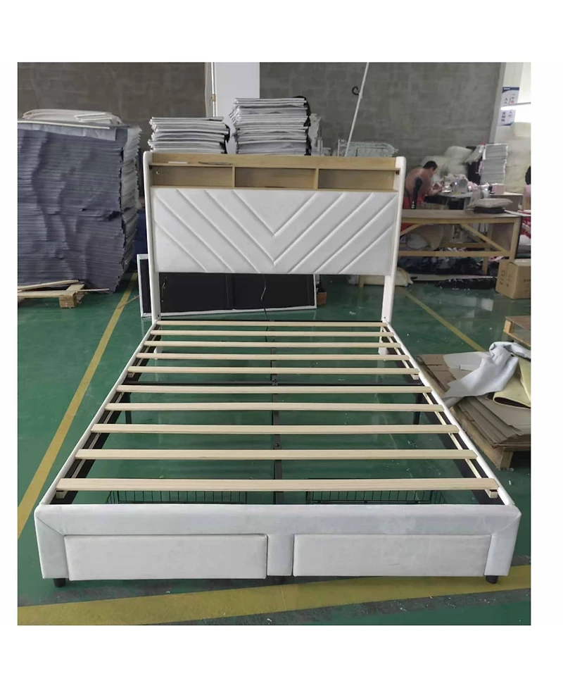 homfan Bed with 2 Storage Drawers