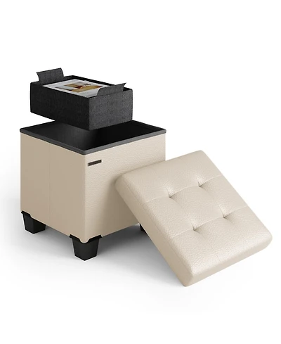 Nestl Inch Ottoman Storage Bench with Bins
