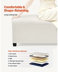 Sugift Storage Ottoman Bench, Button-Tufted End of Bed Bench with Side Bags