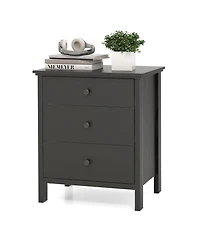 Sugift Modern Wooden Nightstand with Three Storage Drawers