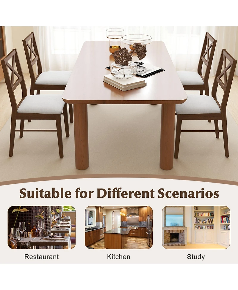 Sugift Upholstered Side Dining Chairs Set of 2 with Rubber Wood Frame