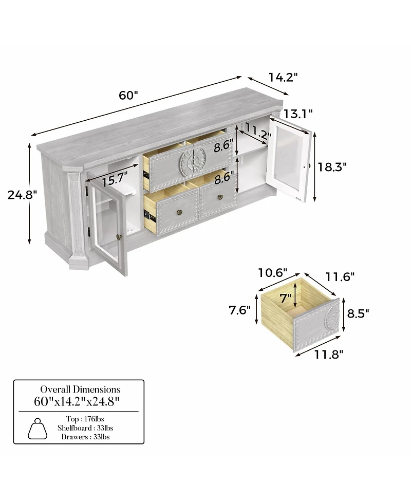 Homsee Solid Wood Sideboard , Full Assembled , Created for Macy's