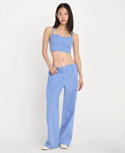 Good American Women's Poplin Lace Trimmed Pants