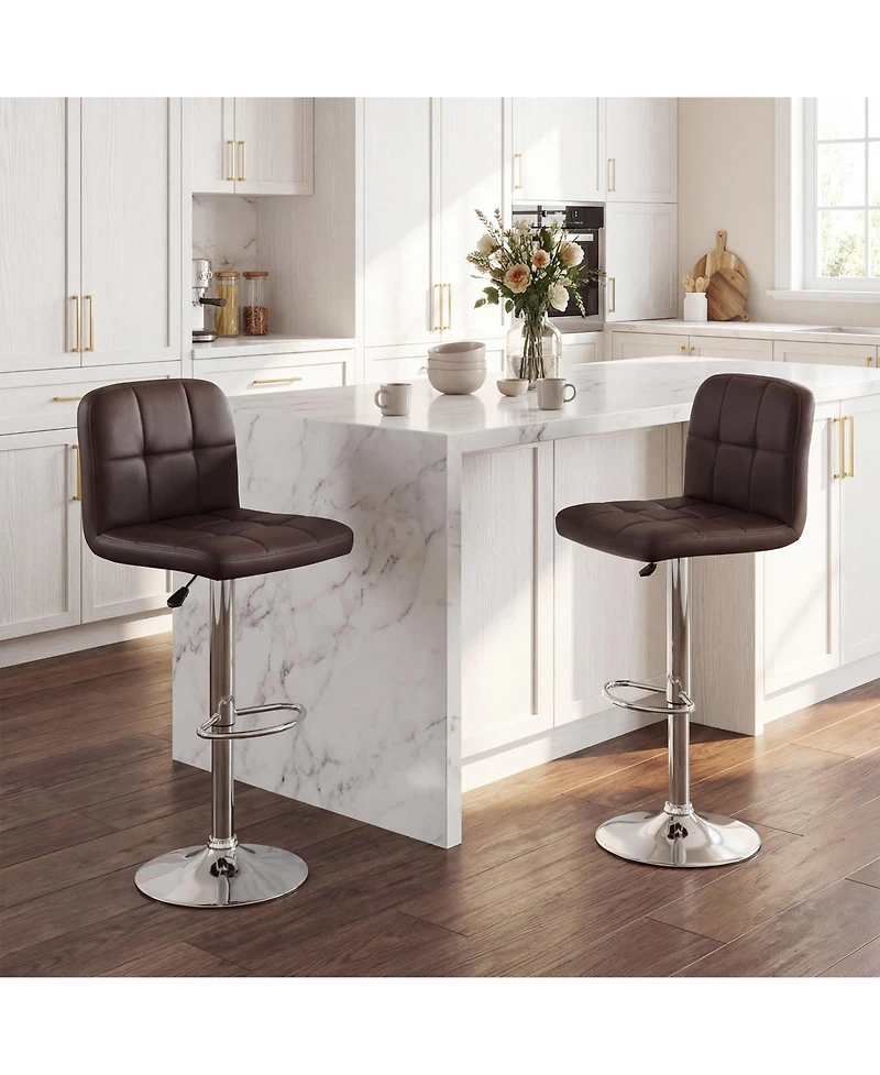Gymax Swivel Bar Stools Set of with Backrests Footrests and Metal Base for Kitchen