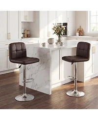 Gymax Swivel Bar Stools Set of with Backrests Footrests and Metal Base for Kitchen