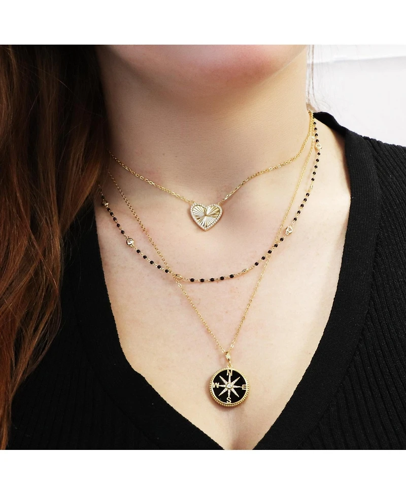 The Lovery Onyx Compass Necklace 14K Gold-Plated Sterling Silver