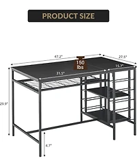 gaomon 3-Piece Dining Set: Table, 2 Benches, Wine Rack and Storage Shelf