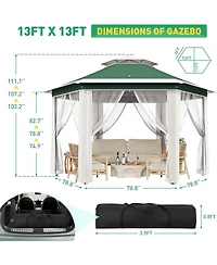 gaomon 13' x 13' Hexagonal Pop Up Gazebo Canopy Shelter for Backyard, Garden, Lawn