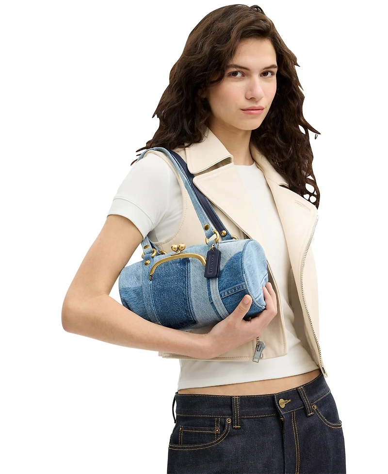Coach Denim Kiss-Lock Barrel Small Shoulder Bag 28