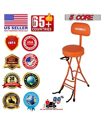 5Core Guitar Stool 3.15" Padded Chair w Backrest Foldable Music Seat Built in Foot Rest Guitar Stand