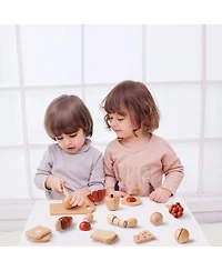 Tiny Land Play Kitchen Accessories – Play Food for Play Kitchen: Wooden Cut and Play Food Toys