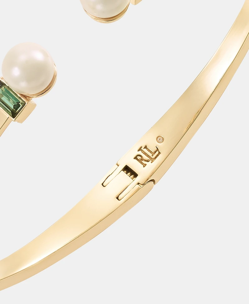 Lauren Ralph Lauren Baguette Stone & Imitation Pearl Cuff Bracelet