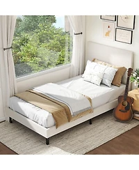 Slickblue Upholstered Velvet Platform Bed with Chevron Headboard