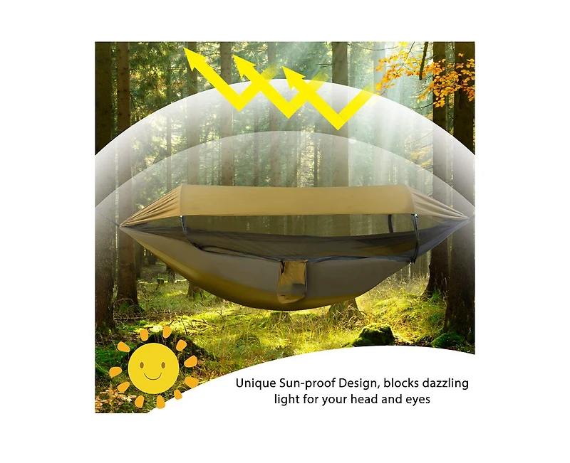 Naturehike 3 in 1 ultralight hammock with mosquito net and sun shelter, 200 kg load capacity perfect for camping and hiking.