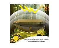 Naturehike 3 in 1 ultralight hammock with mosquito net and sun shelter, 200 kg load capacity perfect for camping and hiking.