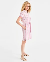 Style & Co Women's Striped Short-Sleeve Shirtdress, Macy's Exclusive