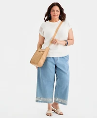 Style & Co Plus Mixed Open-Stitch Dolman-Sleeve Sweater, Macy's Exclusive