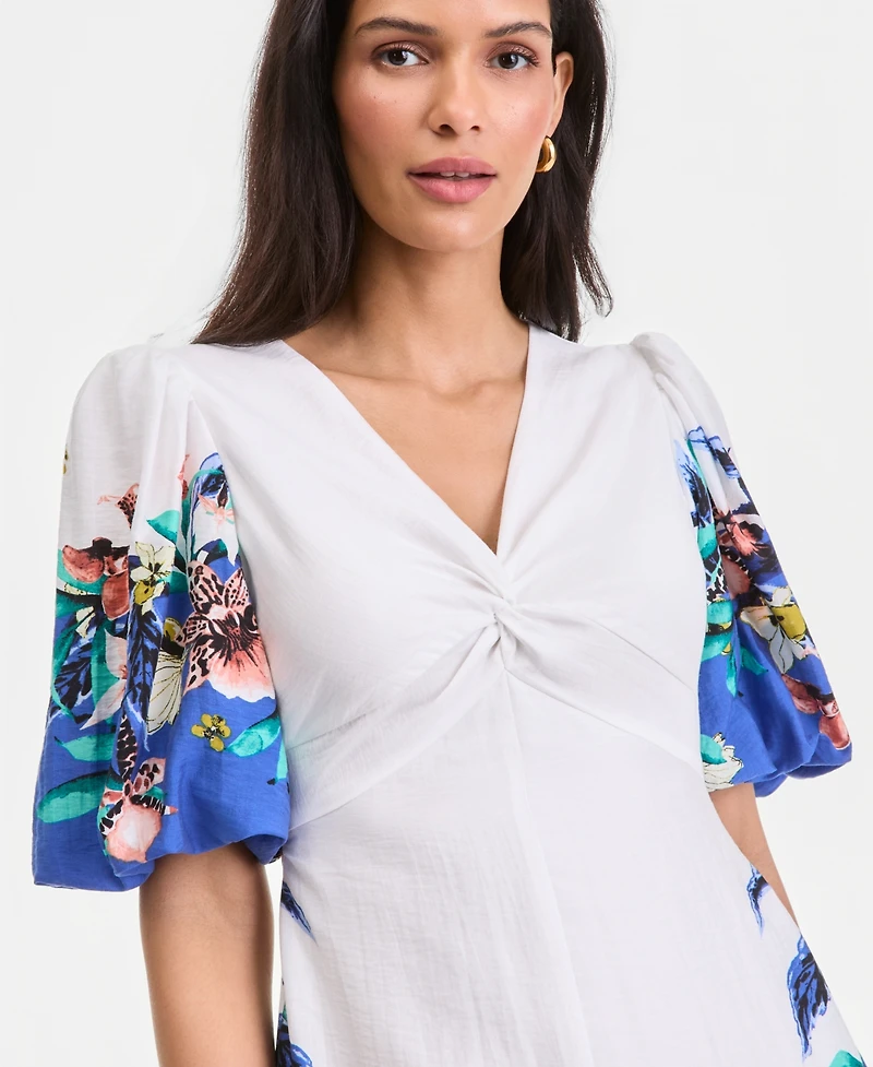 I.n.c. International Concepts Women's Short Sleeve Printed Maxi Dress, Macy's Exclusive
