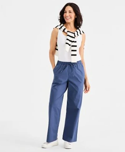Style Co Womens Wide Leg Pull On Pants Macys Exclusive