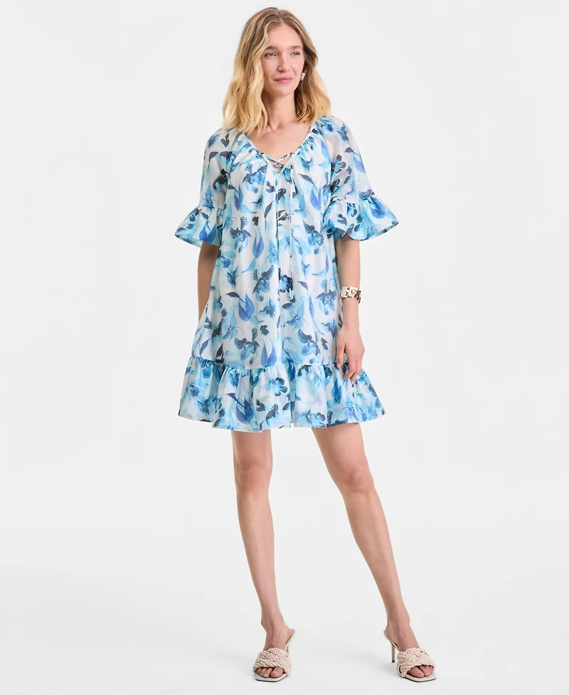 I.n.c. International Concepts Women's Printed Short Sleeve Dress, Macy's Exclusive