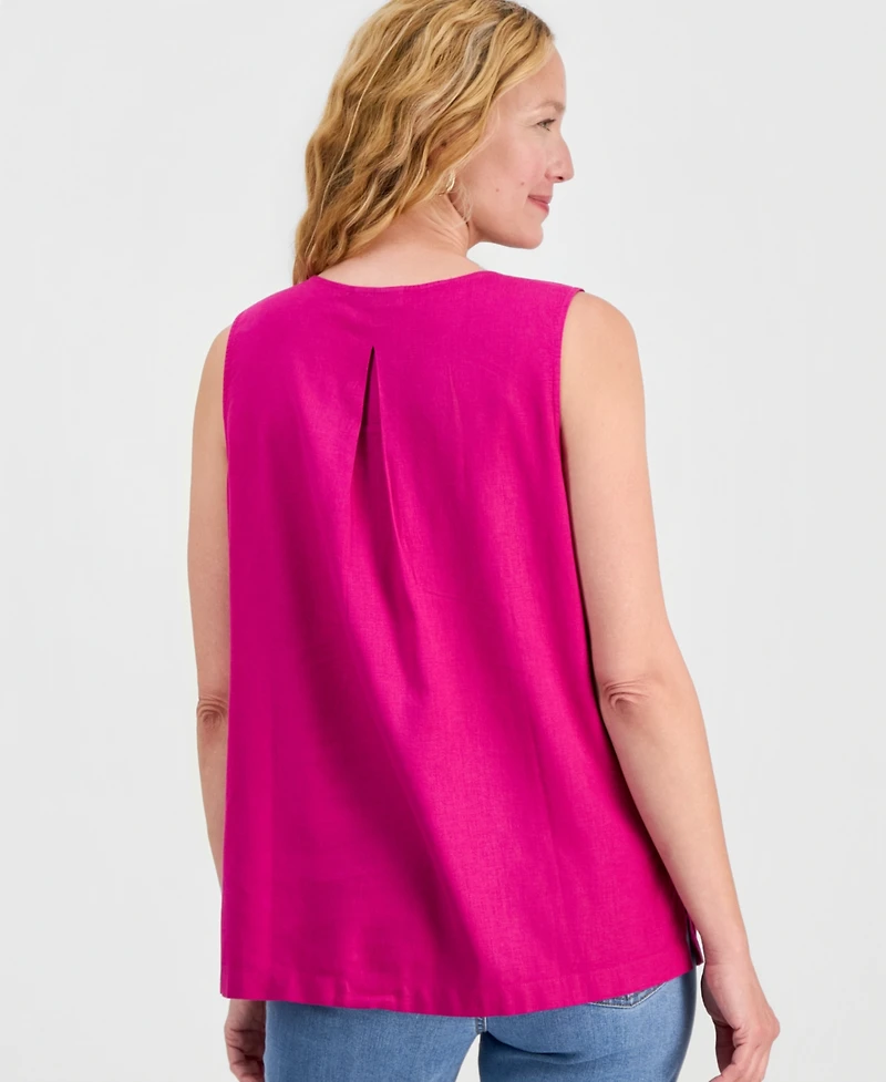 Style & Co Women's Sleeveless Linen V-Neck Tunic, Macy's Exclusive
