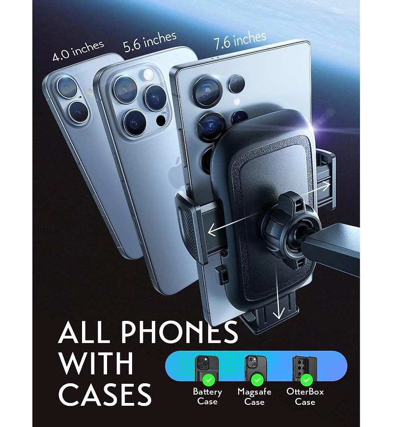 Lisen Electric Suction Car Phone Mount, Magnetic Vacuum Holder with Auto Lock, Adjustable Dashboard and Windshield Mount for iPhone, Samsung