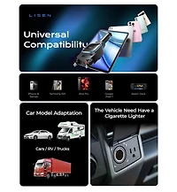 Lisen 96W Retractable Car Charger, 4-in-1 Fast Charging Adapter with Usb-c, Usb-a and Dual Cables for iPhone, Samsung, iPad, Android