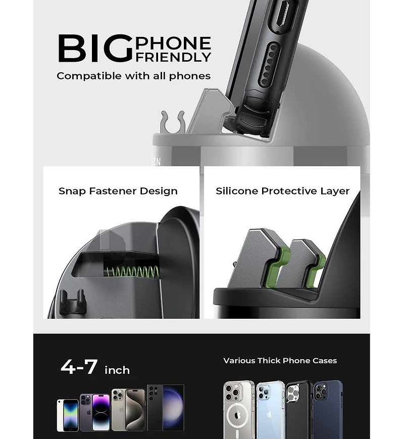 Lisen 360degree(s) Dashboard Phone Holder for Car, Rotating Cell Phone Mount with One-Hand Operation, Stable Non-Slip Base for iPhone, Samsung