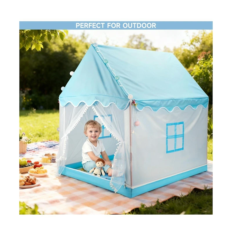 Bruce & Shark Kids Indoor Play Tent with Star Ball Lights, Mat Carry Bag
