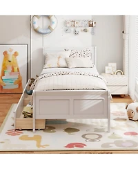 Slickblue Wood Sleigh Bed with Storage Drawers, Platform Frame Underbed