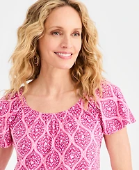 Style & Co Petite Cotton-Blend Ditsy Print Peplum Top, Macy's Exclusive