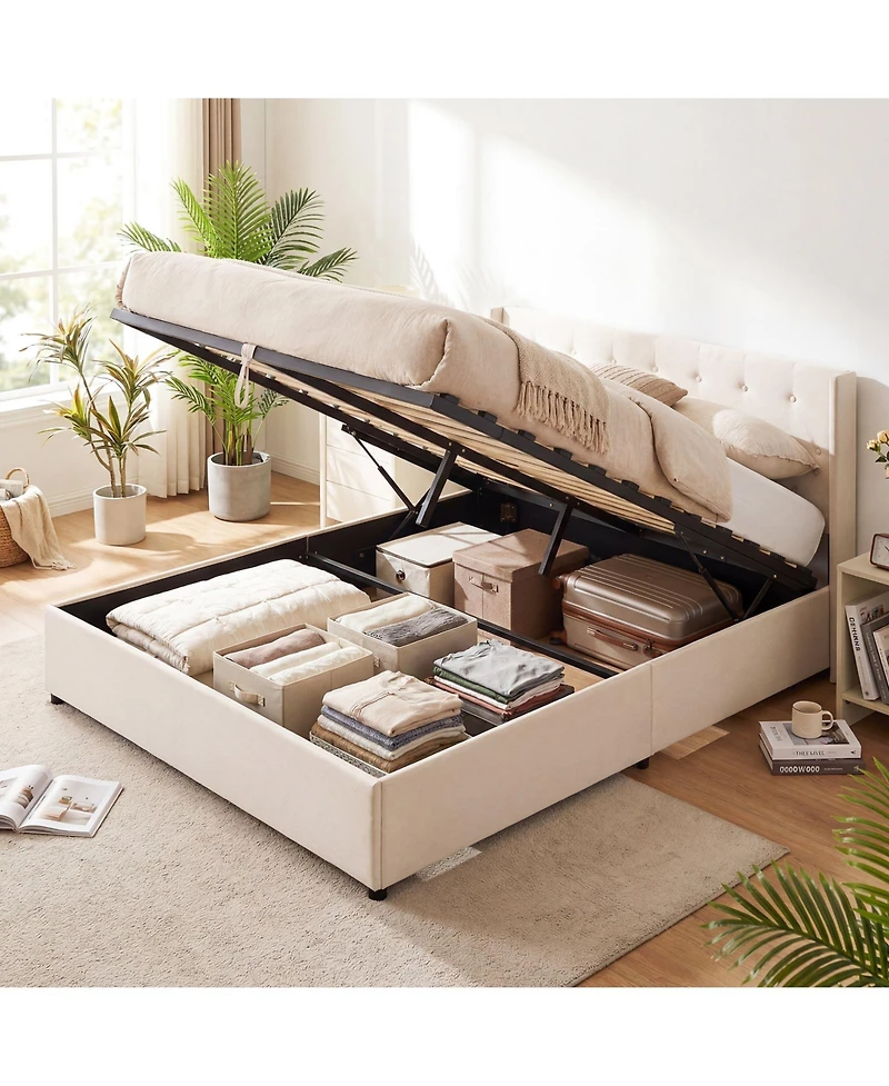 Slickblue Modern Queen Storage Bed with Lift Up Platform Design