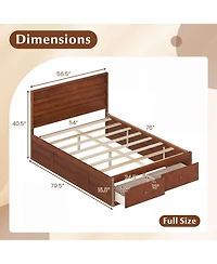 Slickblue Wooden Full Bed Frame with Storage Drawers Platform Design