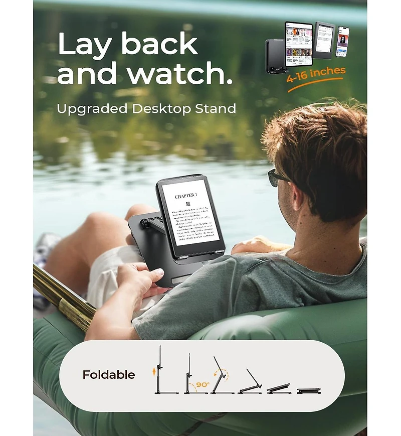 Lisen Adjustable iPad Stand for Desk, Aluminum Tablet Holder with Angle Adjustment, Foldable Design, Compatible with iPad, Tablet, Kindle