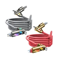 Lisen 2-Pack 240W 4-in-1 Charging Cable, Usb-c and Lightning Multi Charger Cable for All Devices, Fast Charging Cord for Travel, Home and Car