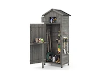 sumyeg 70 Inch Tall Garden Tool Storage Cabinet with Lockable Doors and Foldable Table