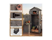 sumyeg 70 Inch Tall Garden Tool Storage Cabinet with Lockable Doors and Foldable Table
