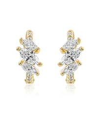 Suzy Levian New York Sterling Silver Marquise Cut Cubic Zirconia Huggie Hoop Earrings