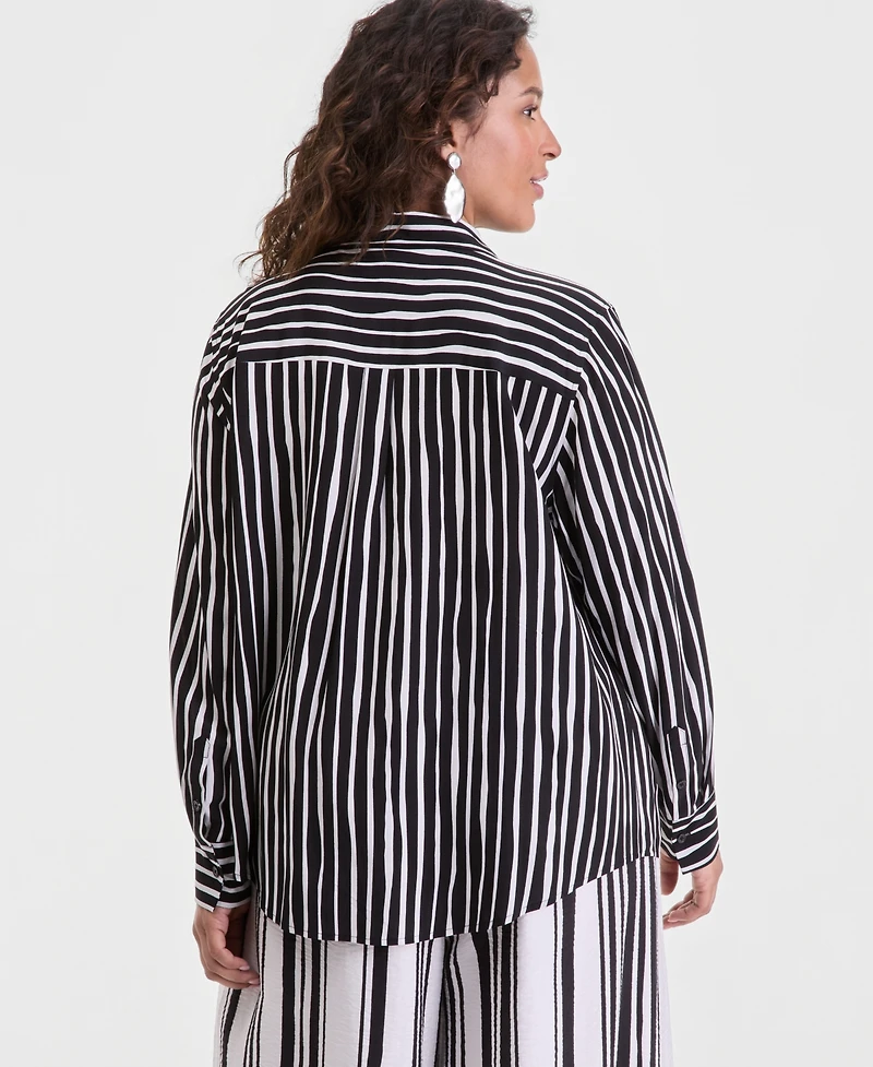 I.n.c. International Concepts Plus Printed Button-Up Top, Macy's Exclusive
