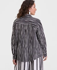 I.n.c. International Concepts Plus Printed Button-Up Top, Macy's Exclusive