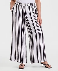 I.n.c. International Concepts Plus Striped High-Rise Wide-Leg Pants, Macy's Exclusive