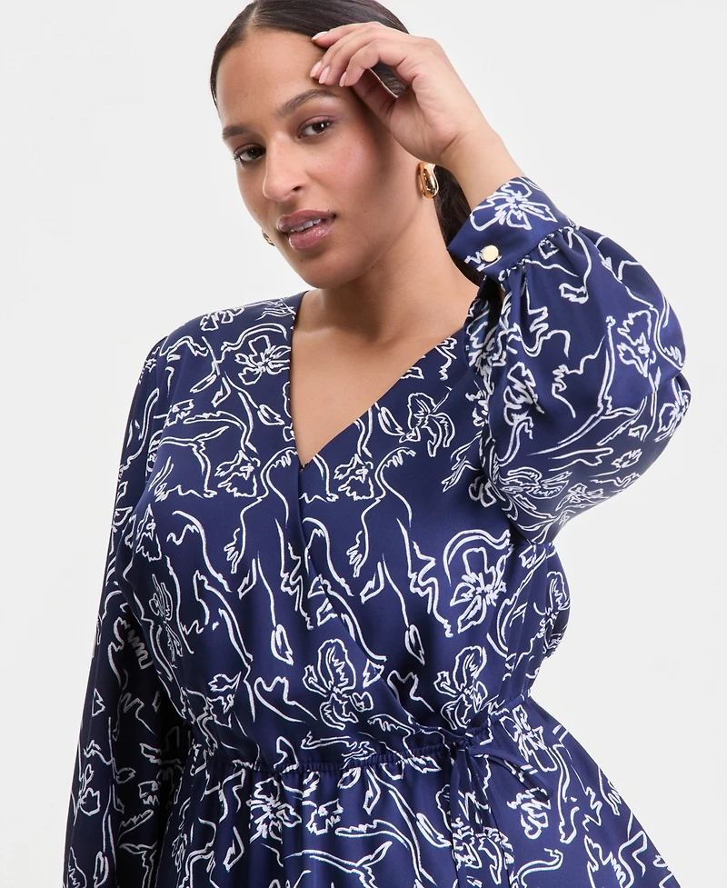 I.n.c. International Concepts Plus Printed Peplum Blouse, Macy's Exclusive